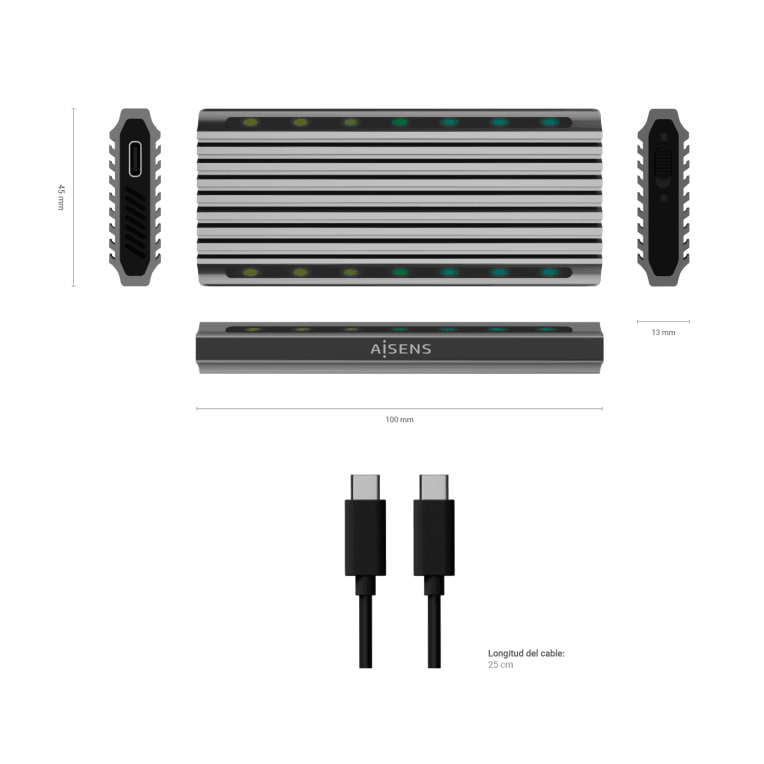 Caja Externa Aisens Asm2-Rgb011Gr M.2 Gris miniatura 5