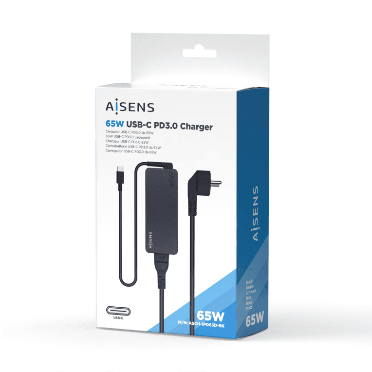 CARGADOR AISENS 65W PD3.0 1XUSB-C 1.8M NEGRO miniatura 5