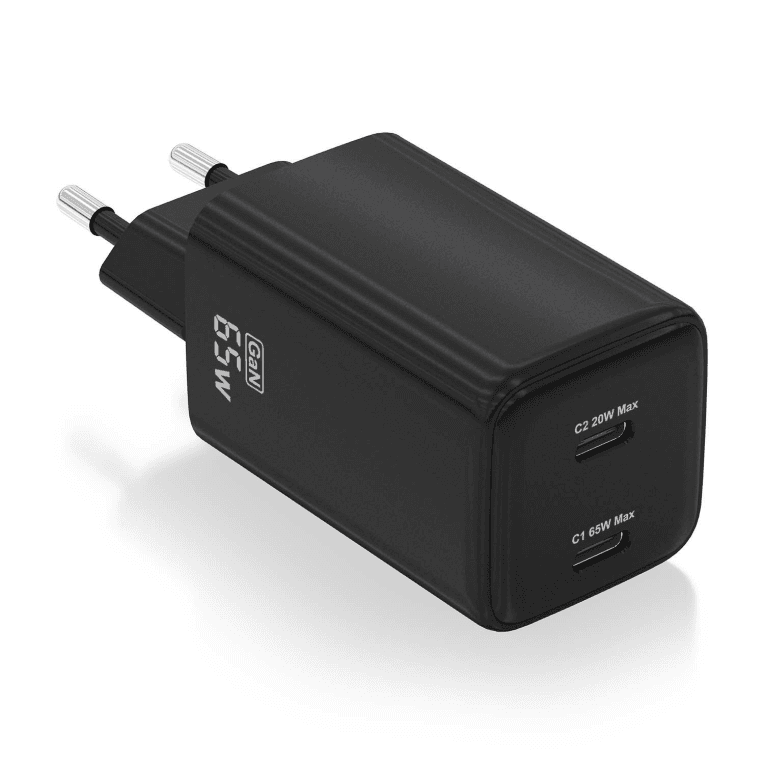 Cargador Aisens GaN 65W 2xUSB-C PD3.0 QC4.0 Negro — imagen 1