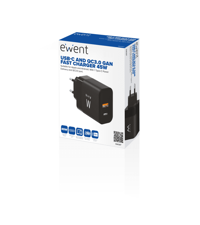 Cargador Ewent Rápido USB-C/A 45W miniatura 5