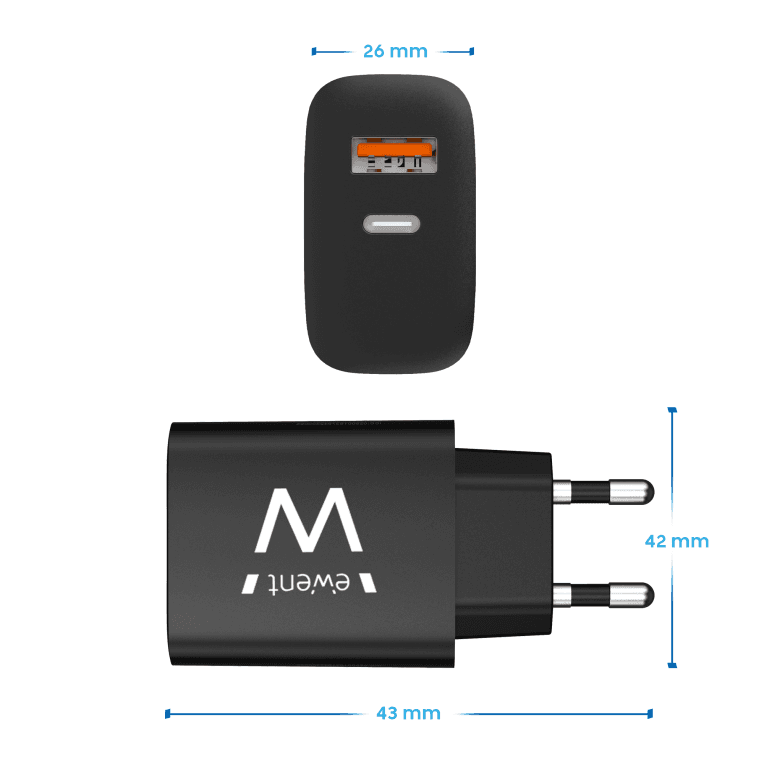 Cargador Ewent Rápido USB-C y QC3.0 20W miniatura 4