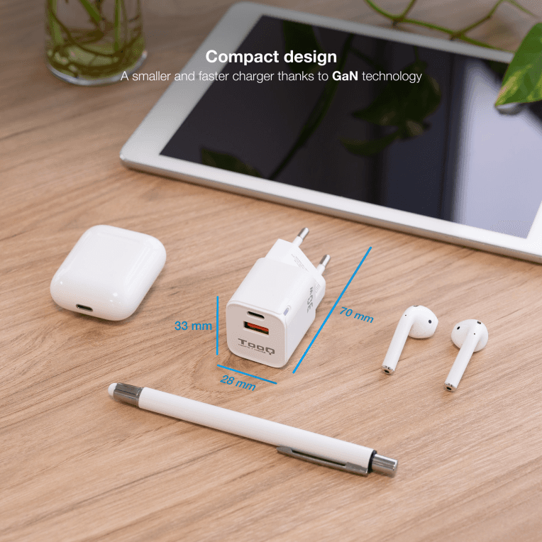 Cargador Tooq GAN USB-C PD USB-A QC 30W miniatura 4