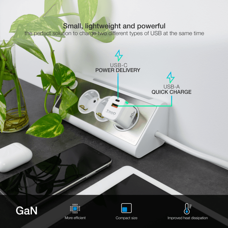 Cargador Tooq GAN USB-C PD USB-A QC 30W miniatura 5