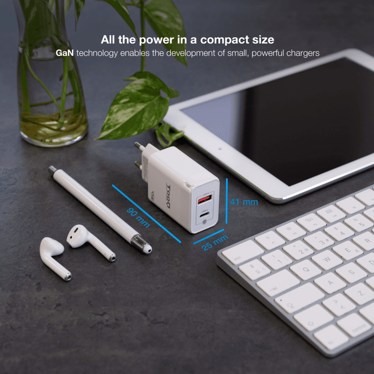 Cargador Tooq GAN USB-C PD USB-A QC 45W miniatura 4