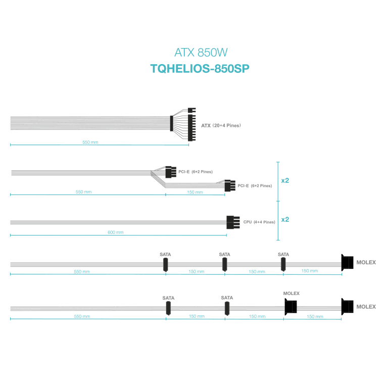 Fuente Tooq 850W 80+ Bronze miniatura 5
