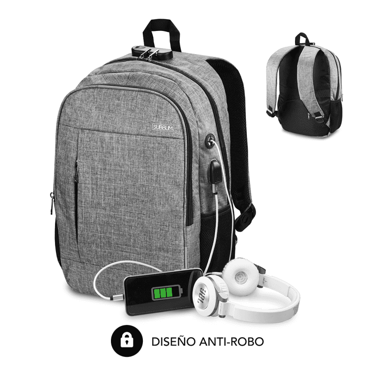 MOCHILA SUBBLIM URBAN LOCK BACKPACK 16" GREY — imagen 1