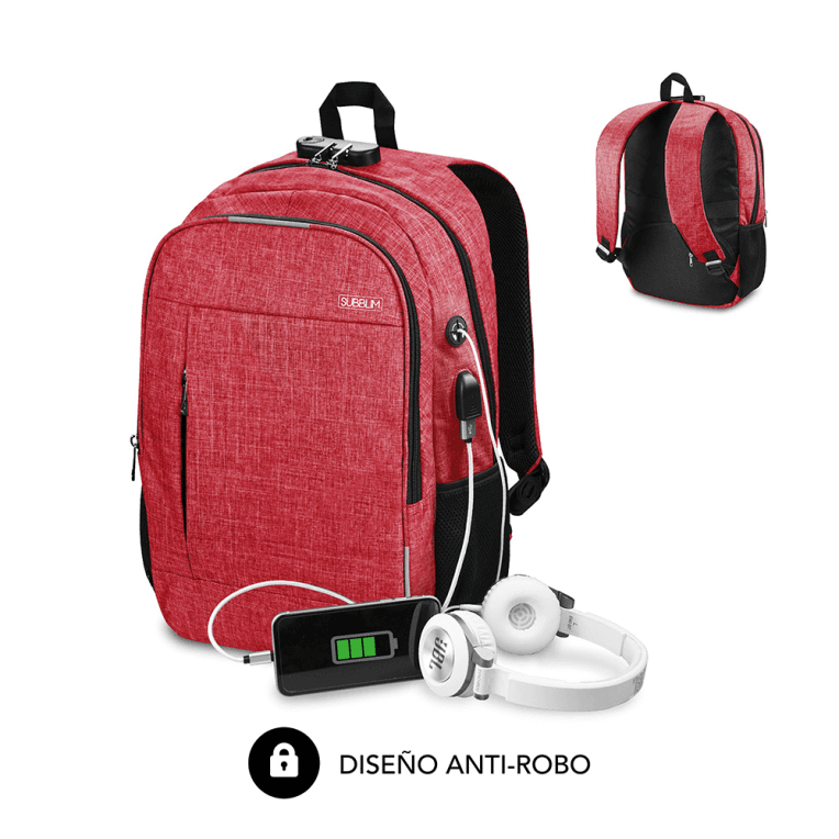 MOCHILA SUBBLIM URBAN LOCK BACKPACK 16" RED — imagen 1