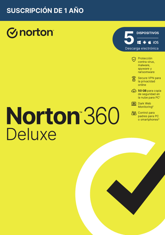 NORTON 360 DELUXE 50GB ES 1 USER 5 DEVICE 12MO miniatura 2
