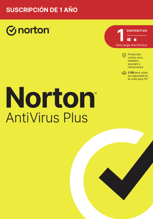 NORTON ANTIVIRUS PLUS 2GB ES 1 USER 1 DEVICE 12MO — imagen 1