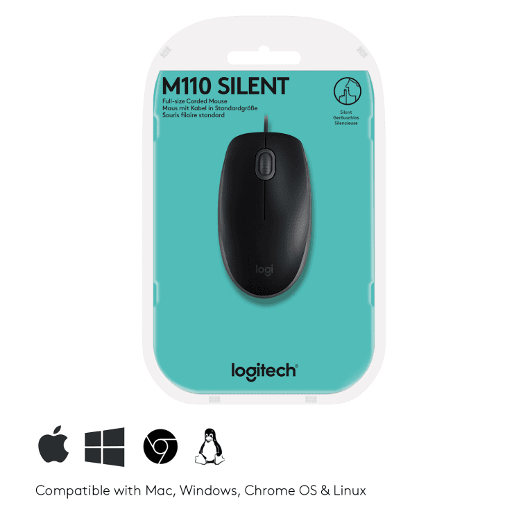 Ratón Logitech B110 Silent Negro USB miniatura 8