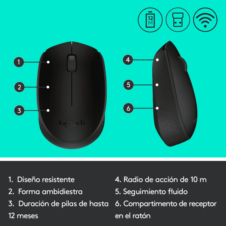 Ratón Logitech M171 RF Inalámbrico Negro miniatura 13