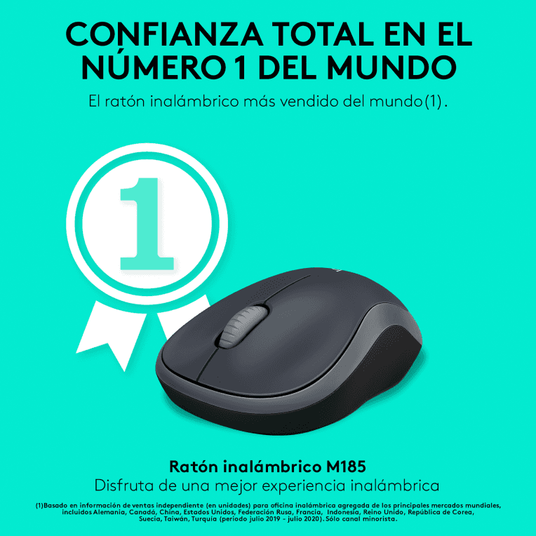 Ratón Logitech M185 Gris RF Inalámbrico Pilas miniatura 4