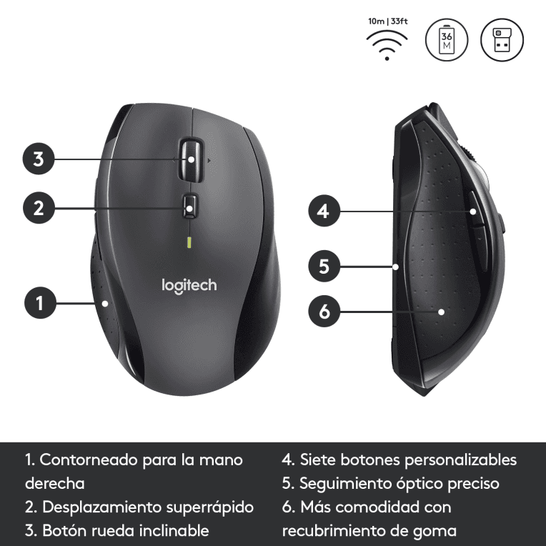 Ratón Logitech M705 Gris RF Inalámbrico Pilas miniatura 14