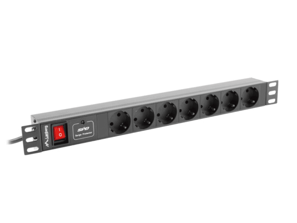 Regleta Rack Lanberg 1U 16A 7x SOCKET 2M Negro — imagen 1