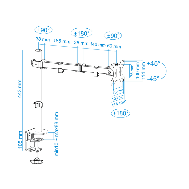 SOPORTE MESA TOOQ  13"-31" VESA 100X100 8KG miniatura 12