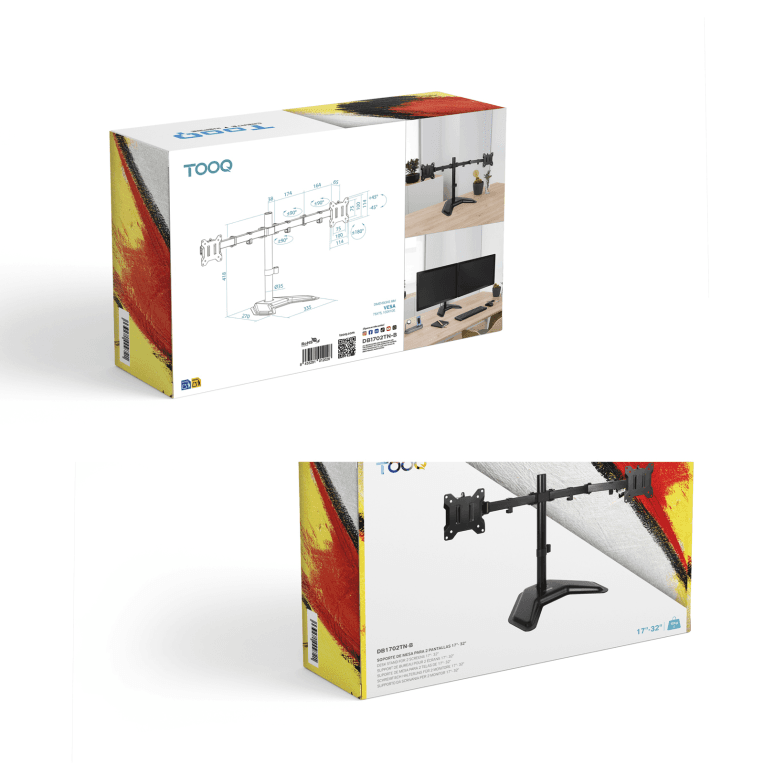 SOPORTE MESA TOOQ 2 PANTALLAS 17"-32" NEGRO miniatura 6