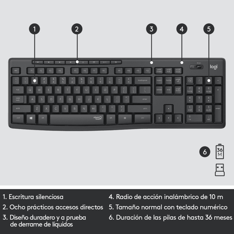 Teclado Logitech MK295 RF Inalámbrico Negro miniatura 12
