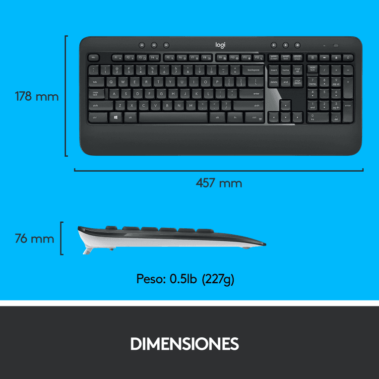 Teclado Logitech MK540 Negro Inalámbrico Pilas miniatura 9