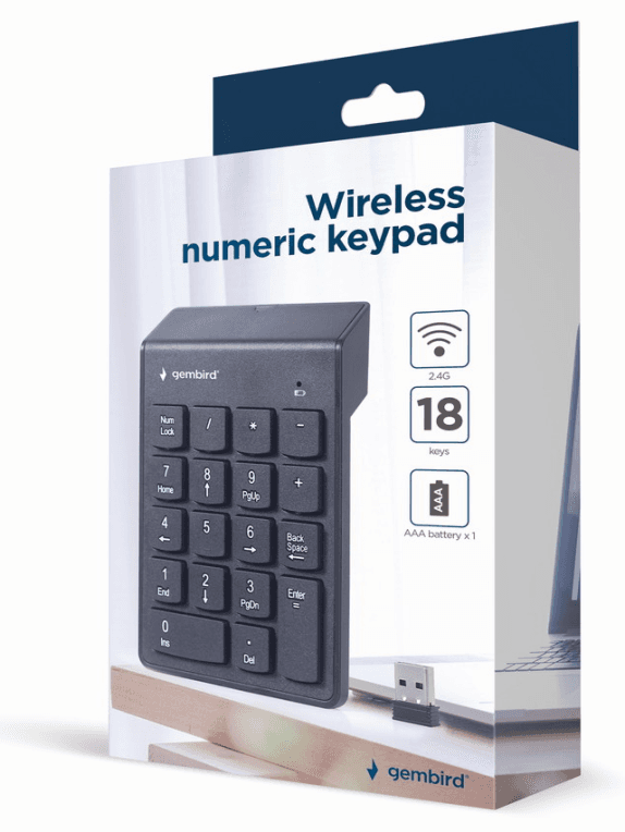 Teclado numérico Inalámbrico Gembird Negro miniatura 2