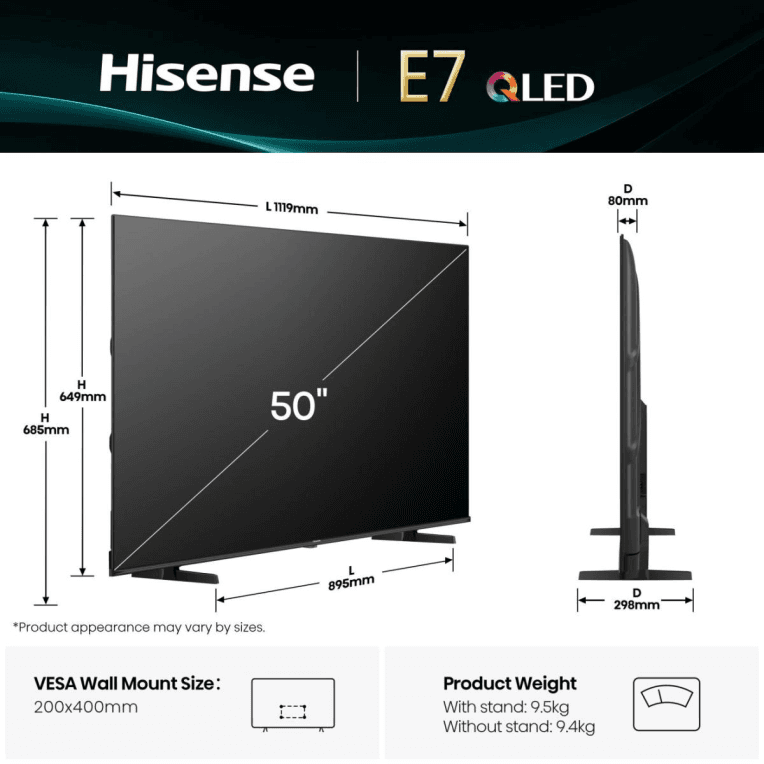 TV Hisense 50E77Q 50" QLED Smart TV Dolby Vision miniatura 3