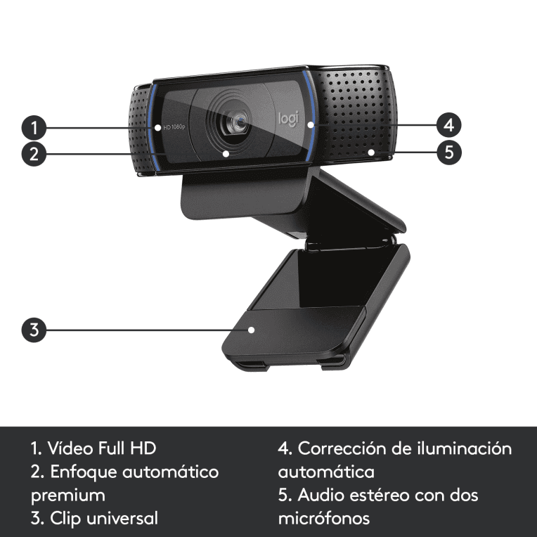 WebCam Logitech C920 FHD 1920x1080 px Negra miniatura 7