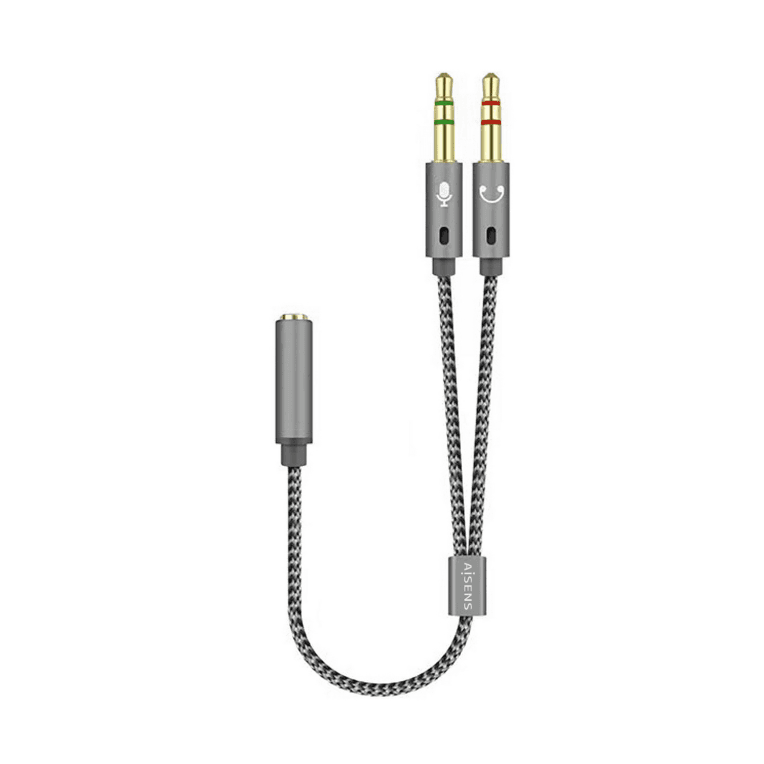 Adaptador de Audio Aisens Jack 3.5 4P/H-2xJack 3.5 3P/M 25cm — imagen 1