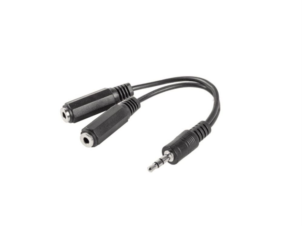 Adaptador de Audio Lanberg AD-0024-BK Jack Estereo Macho a 2x Jack Estereo Hembra 10cm Negro — imagen 1