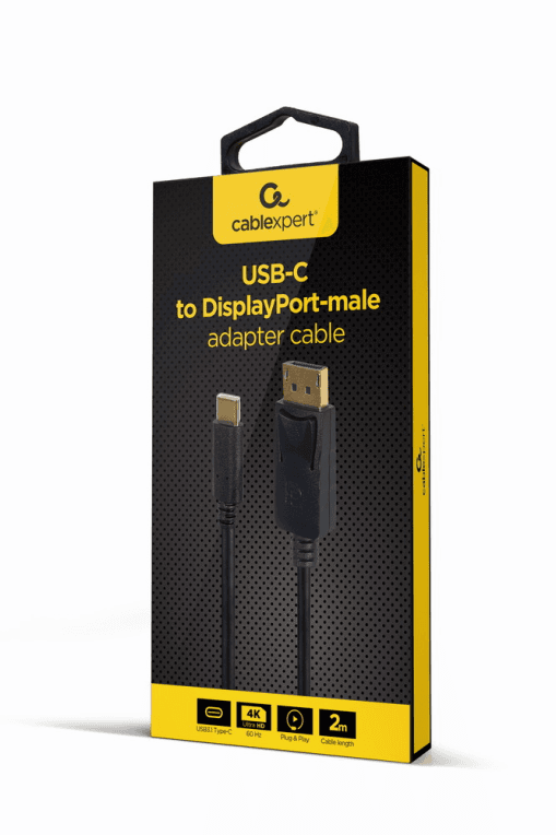 Adaptador Gembird A-CM-DPM-01 USB-C a DisplayPort 4K 60Hz 2m Negro — imagen 1