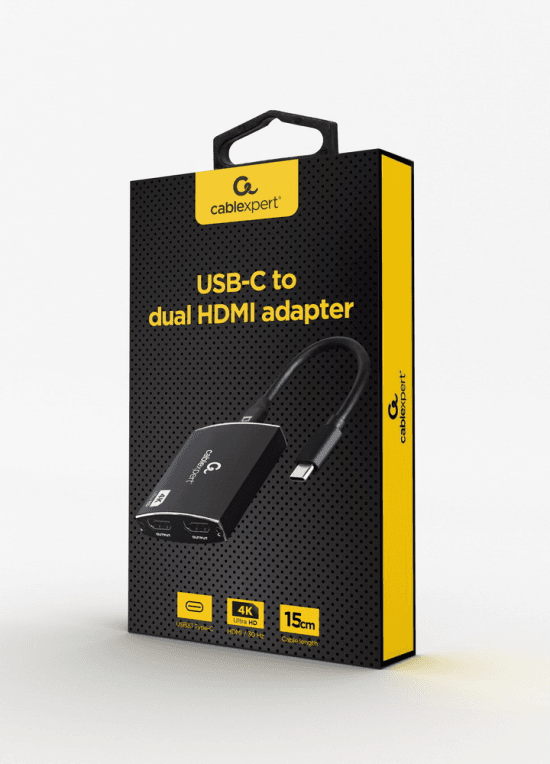 Adaptador USB-C A Doble HDMI 4K 60Hz Gembird Negro — imagen 1