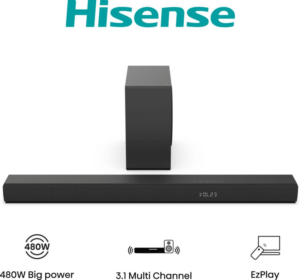 Barra de Sonido Hisense HS3100 3.1 480W BT