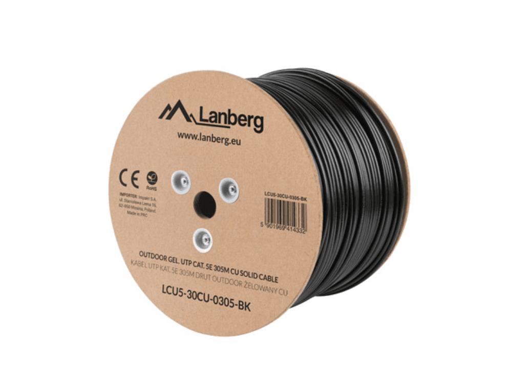 Bobina Cable de Red Lanberg LCU5 305M Negro Cat5e UTP Exterior Cobre — imagen 1