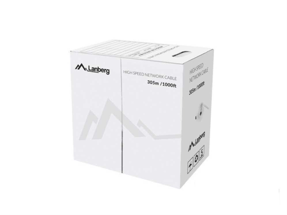 BOBINA CABLE RED LANBERG UTP RJ45 CAT.5E SOLIDO CU AWG24 305M NARANJA FLUKE — imagen 1