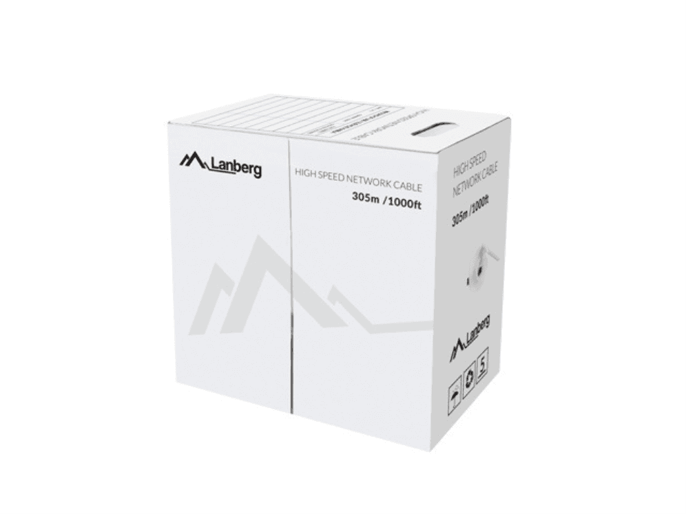 BOBINA CABLE RED LANBERG UTP RJ45 CAT.6 SOLIDO CU AWG24 305M GRIS FLUKE TEST — imagen 1