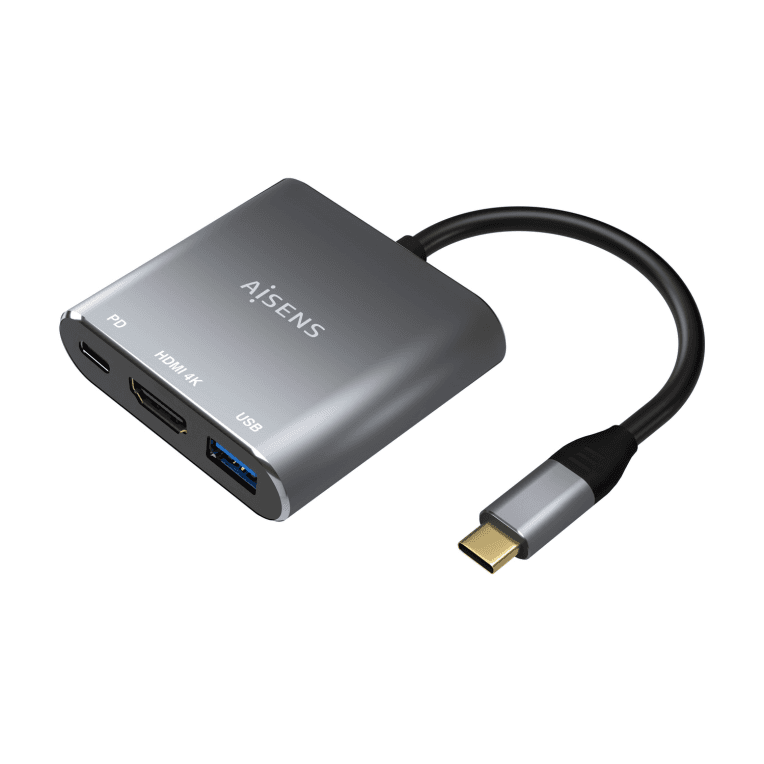 CABLE CONVERSOR AISENS USB-C A HDMI/USB-C PD/USB 3.0 TIPO-A GRIS 15CM — imagen 1
