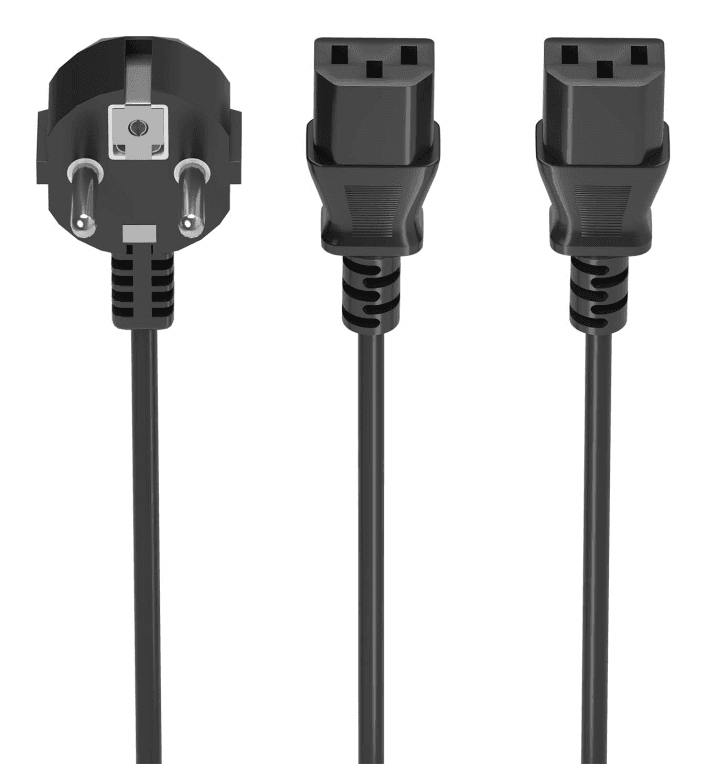 Cable de Alimentación Aisens CEE7/M-2XC13/H Negro 3mts — imagen 1