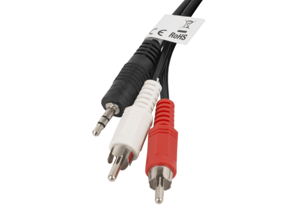 Cable de Audio Lanberg CA-MJRC-10CC-0020-BK Estereo Jack 3.5mm a 2x RCA Macho 2m Negro