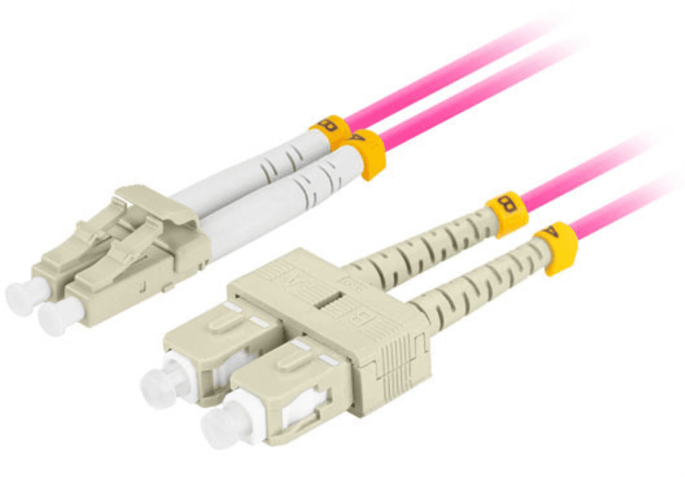 Cable de Fibra Óptica Lanberg FO-LUSU-MD41-0010-VT 1M Multi LC/UPC-SC/UPC Duplex LSZH OM4 50/125 3.0 — imagen 1