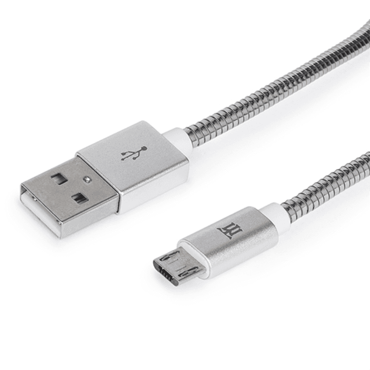 Cable Maillon Premium Micro USB 2,4 Metal Plateado 1m — imagen 1