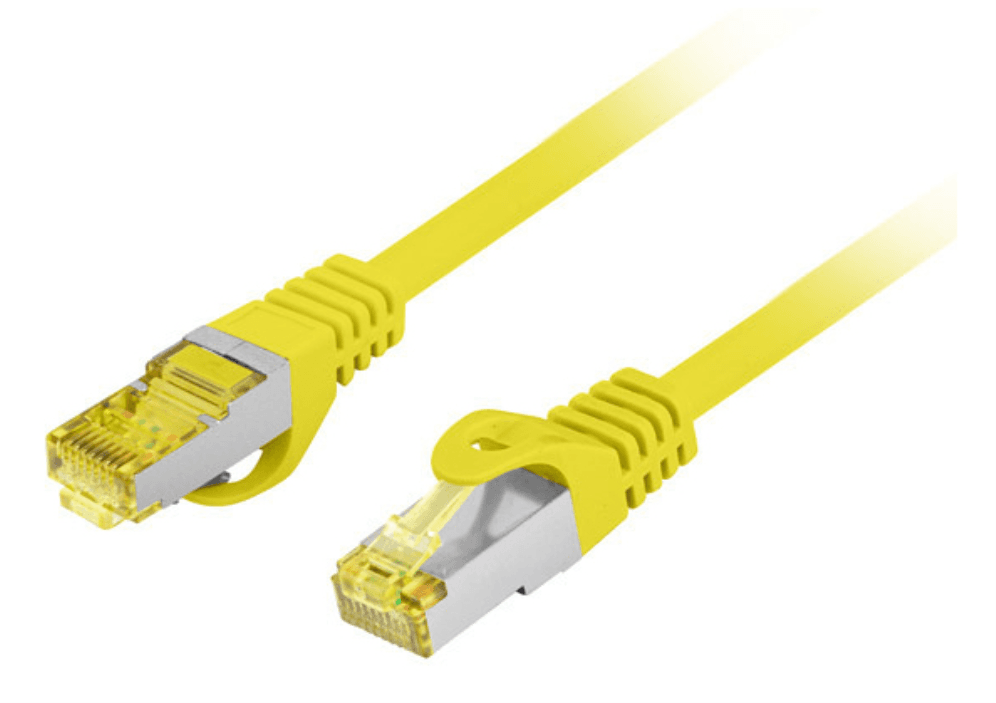 CABLE RED LANBERG LATIGUILLO CAT.6A S/FTP LSZH CU 0.5M AMARILLO FLUKE PASSED — imagen 1