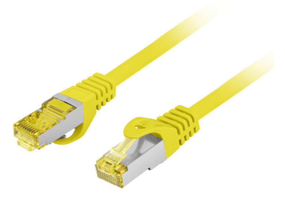 CABLE RED LANBERG LATIGUILLO CAT.6A S/FTP LSZH CU 1M AMARILLO FLUKE PASSED — imagen 1
