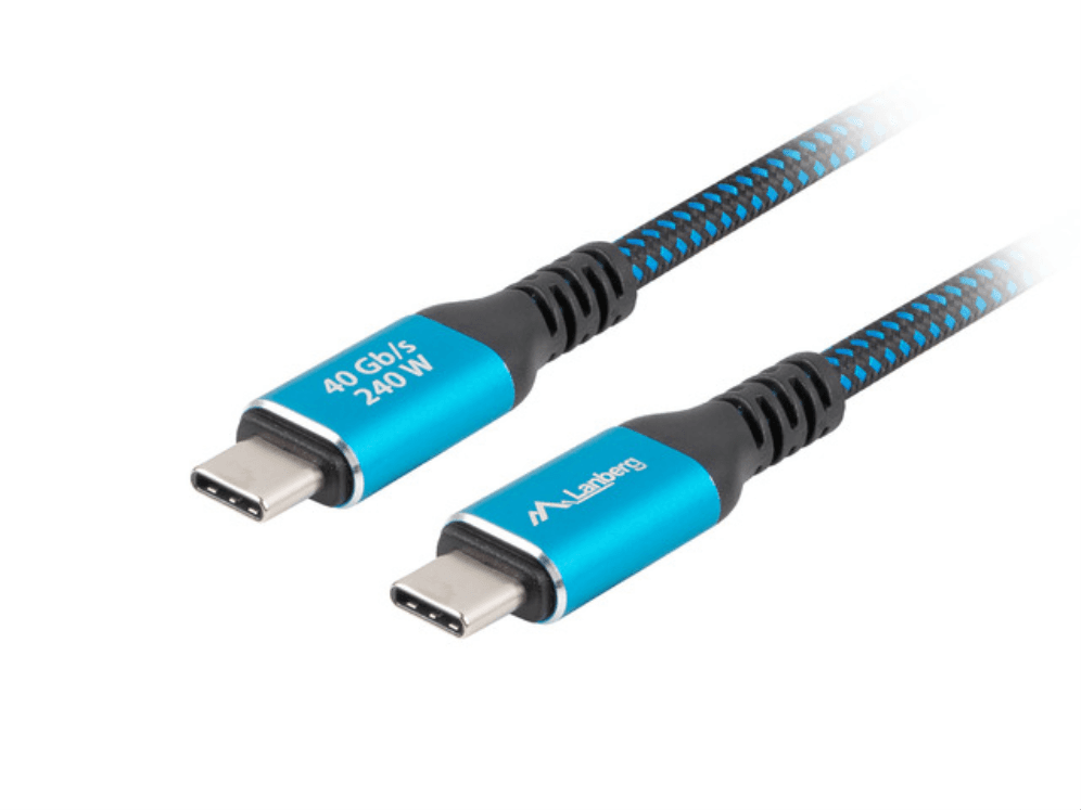 CABLE USB-C 4.0 LANBERG MACHO/MACHO 2M 240W 8K 60HZ NEGRO/AZUL — imagen 1