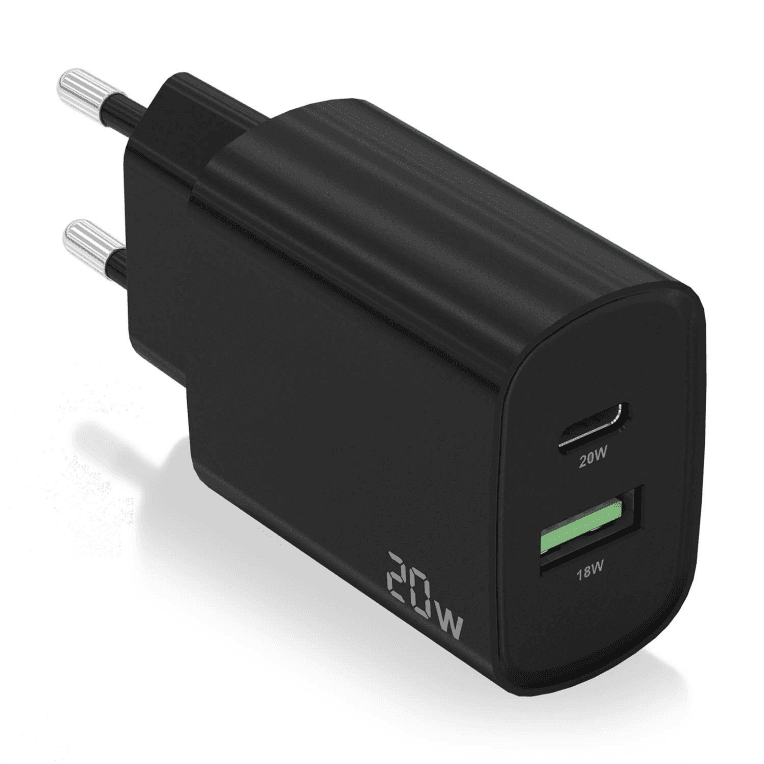 Cargador Aisens 20W 1xUSB-C PD3.0 1xUSB-A QC3.0 Negro — imagen 1