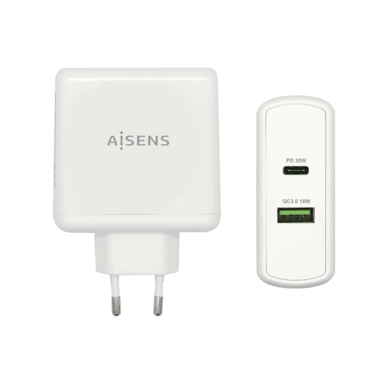 Cargador Aisens 48W 1xUSB-C PD3.0 30W 1xUSB-A QC3.0 18W Blanco — imagen 1