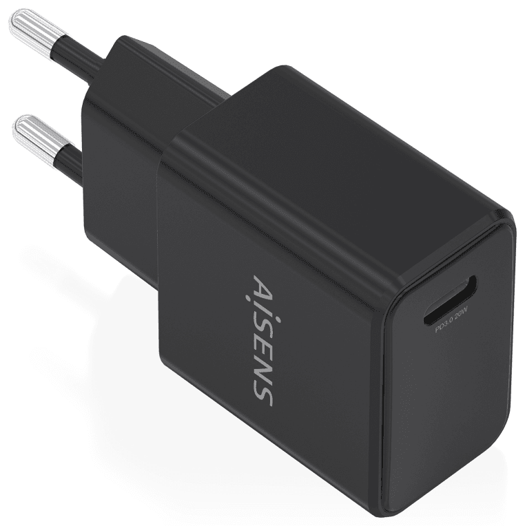 CARGADOR AISENS GaN 20W USB-C PD3.0 1xUSB-C NEGRO — imagen 1