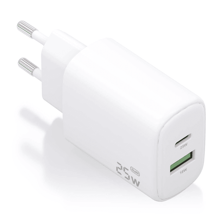 Cargador Aisens Gan 25W, 1xUSB-C PD3.0, 1xUSB-A QC3.0, Blanco — imagen 1