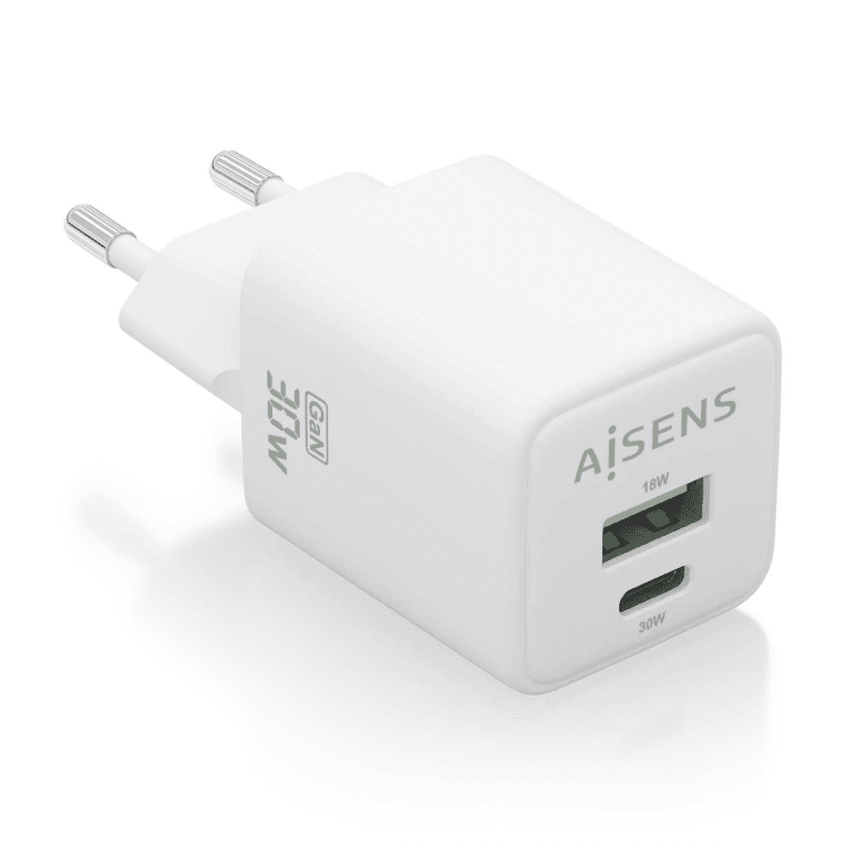 Cargador Aisens GaN 30W USB-C PD3.0 QC4.0 USB-A QC3.0 Blanco — imagen 1