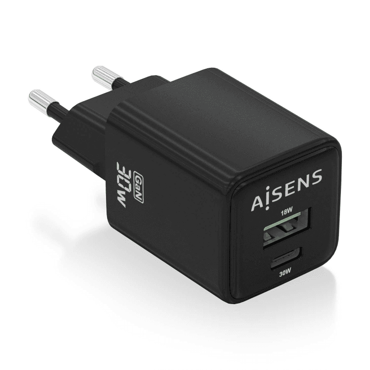 Cargador Aisens GaN 30W USB-C PD3.0 QC4.0 USB-A QC3.0 Negro — imagen 1