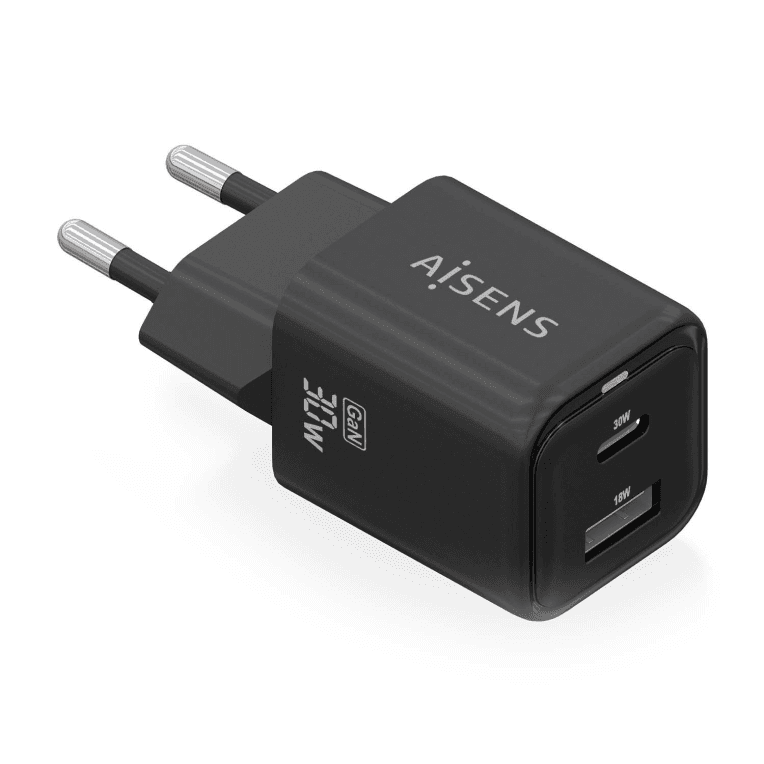Cargador Aisens GaN 30W USB-C PD3.0 QC4.0 USB-A QC3.0 Negro — imagen 1