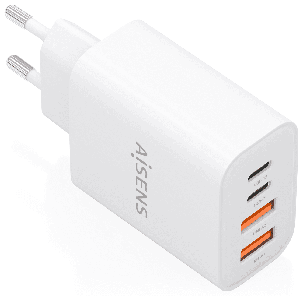 CARGADOR AISENS GaN 32W 2xUSB-C PD3.0 2xUSB-A BLANCO — imagen 1
