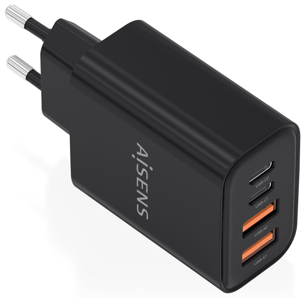CARGADOR AISENS GaN 32W 2xUSB-C PD3.0, 2xUSB-A NEGRO — imagen 1